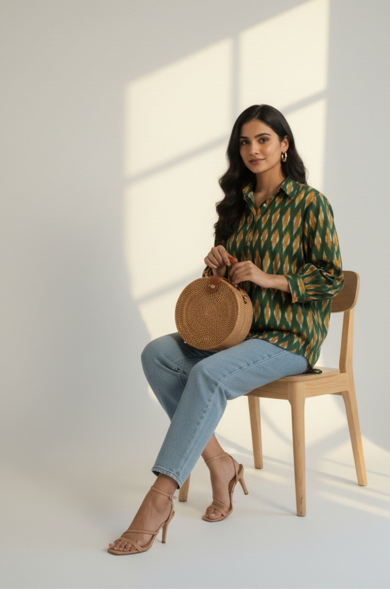 Maati  Golden Moss Cotton Button Down Shirt