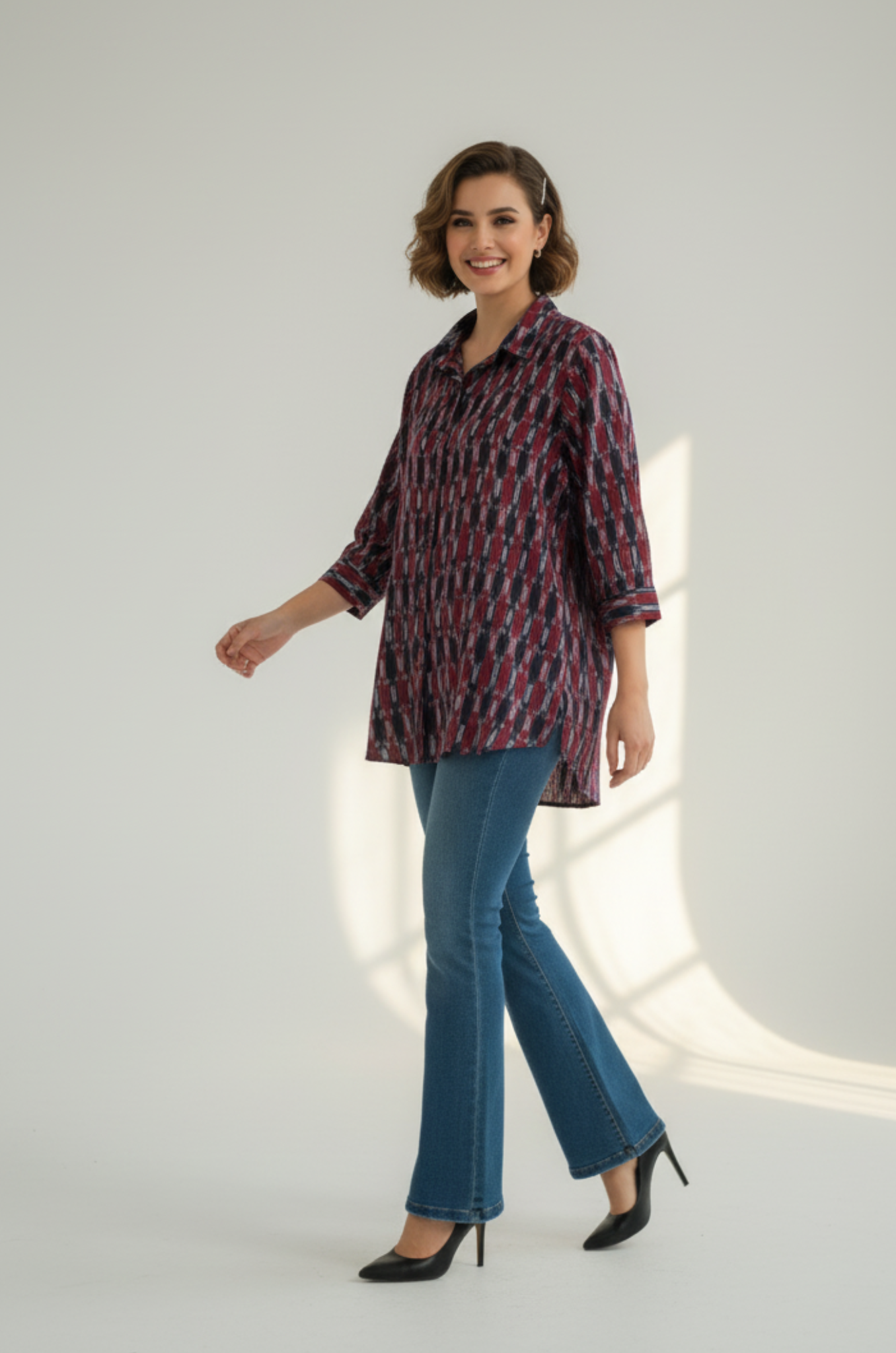 Maati  Midnight Everyday Ikat Cotton Shirt