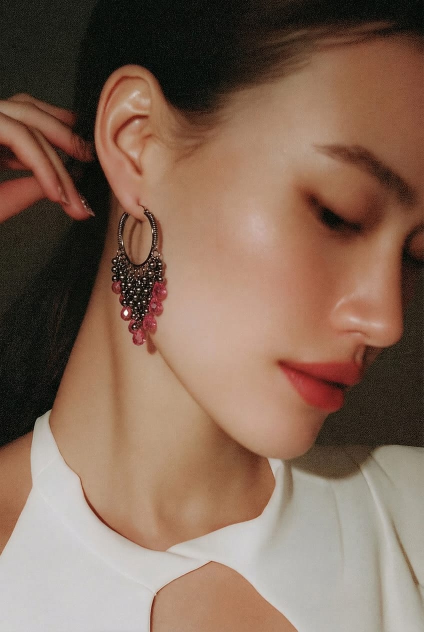 Midnight Rose Beaded Chandelier Hoops With Earrings LP- 48Hr Delivery