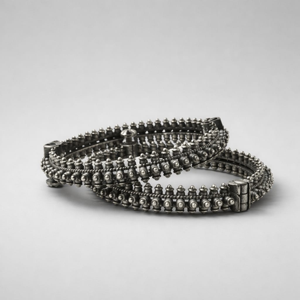 Tribal Heritage Oxidised Metal Bangle with Secure Screw Closure - 1PC LP- 48Hr Delivery