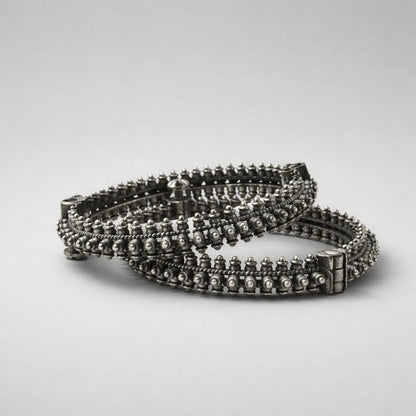 Tribal Heritage Oxidised Metal Bangle with Secure Screw Closure - 1PC LP- 48Hr Delivery