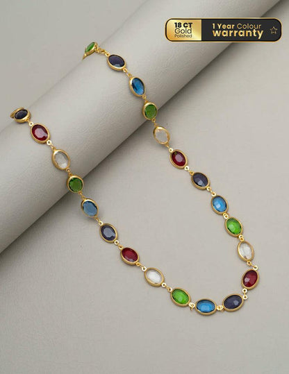 Multi Color Semi Precious Stone Long Necklace LP- 48Hr Delivery