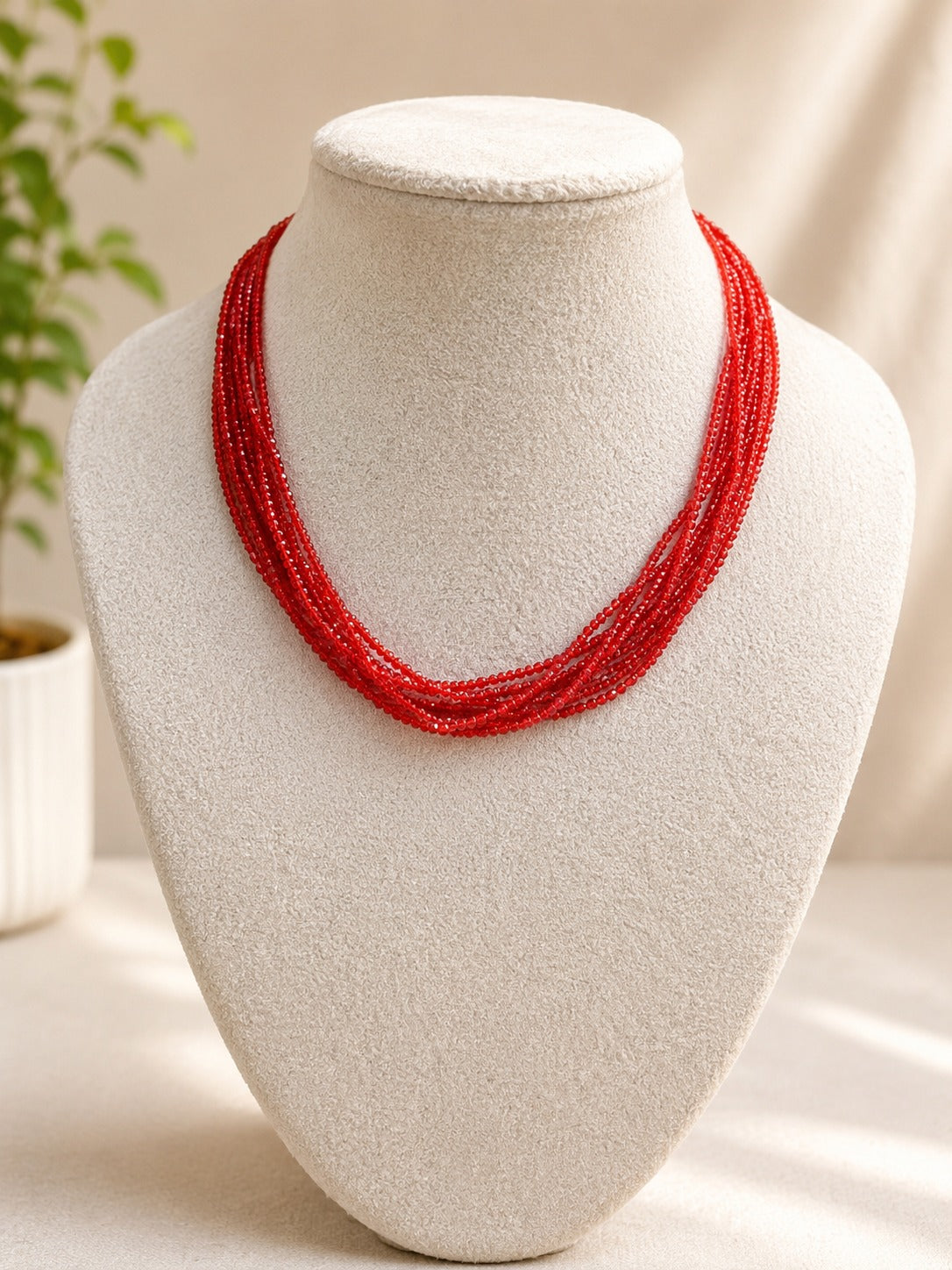Red Multi-Strand Necklace