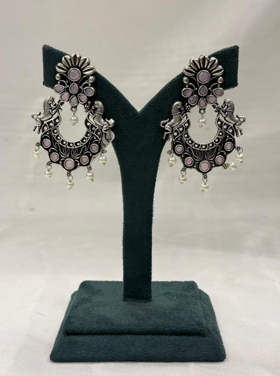 Oxidised Metal Hanging Earrings