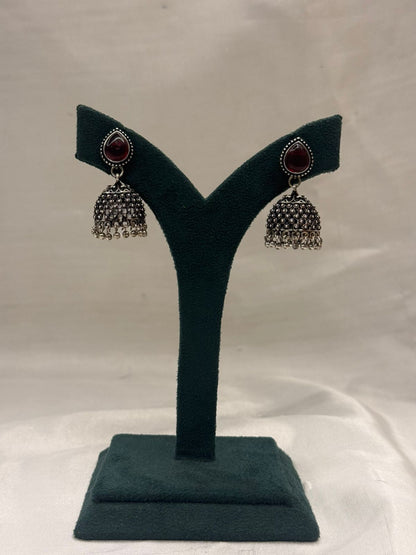 Traditional Oxidised Metal Jhumka Earrings