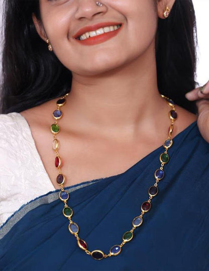 Multi Color Semi Precious Stone Long Necklace LP- 48Hr Delivery