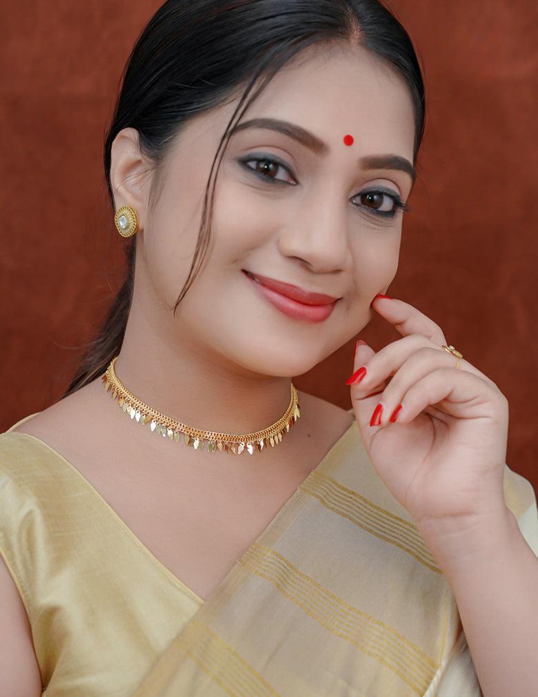 18K Gold Plated Elakkathali Choker Necklace LP- 48Hr Delivery