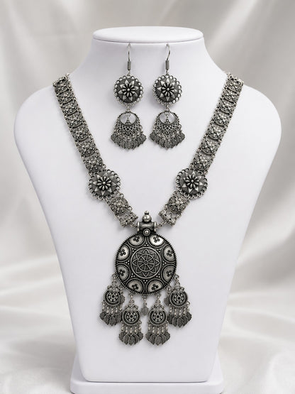 Oxidised Antique Statement Pendant Necklace Set LP- 48Hr Delivery