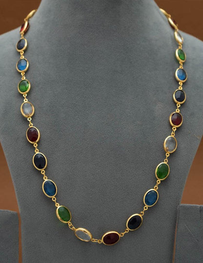 Multi Color Semi Precious Stone Long Necklace LP- 48Hr Delivery