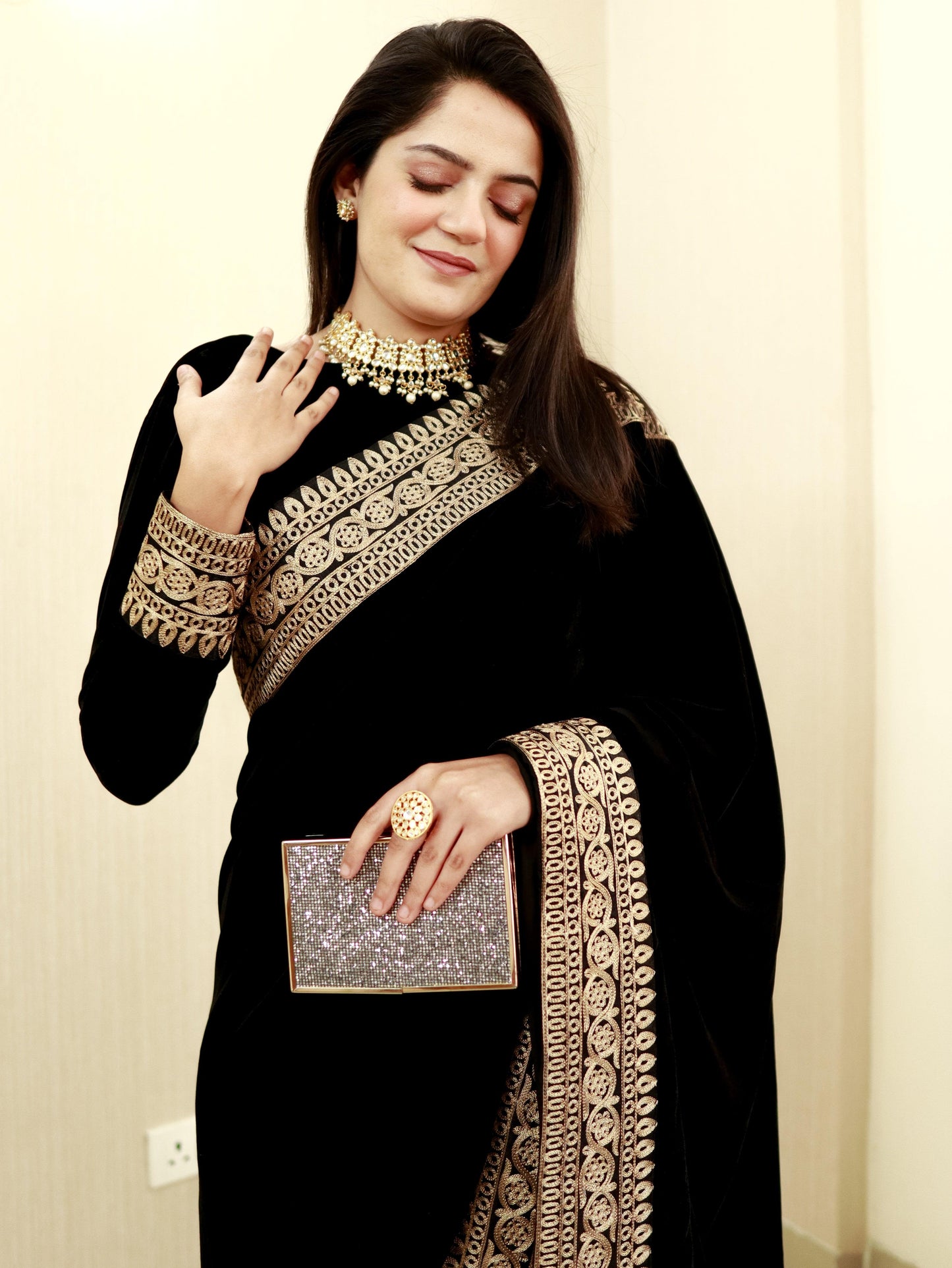 Black Velvet Embroidered Lace Blouse - trueBrowns