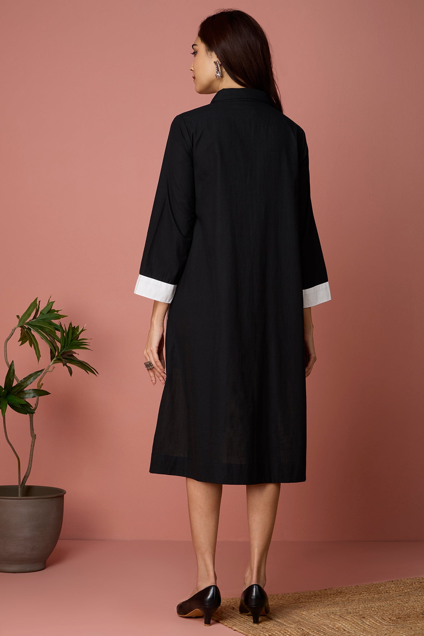 Cross Shirt Dress - Onyx Noir & Crisp White Mc