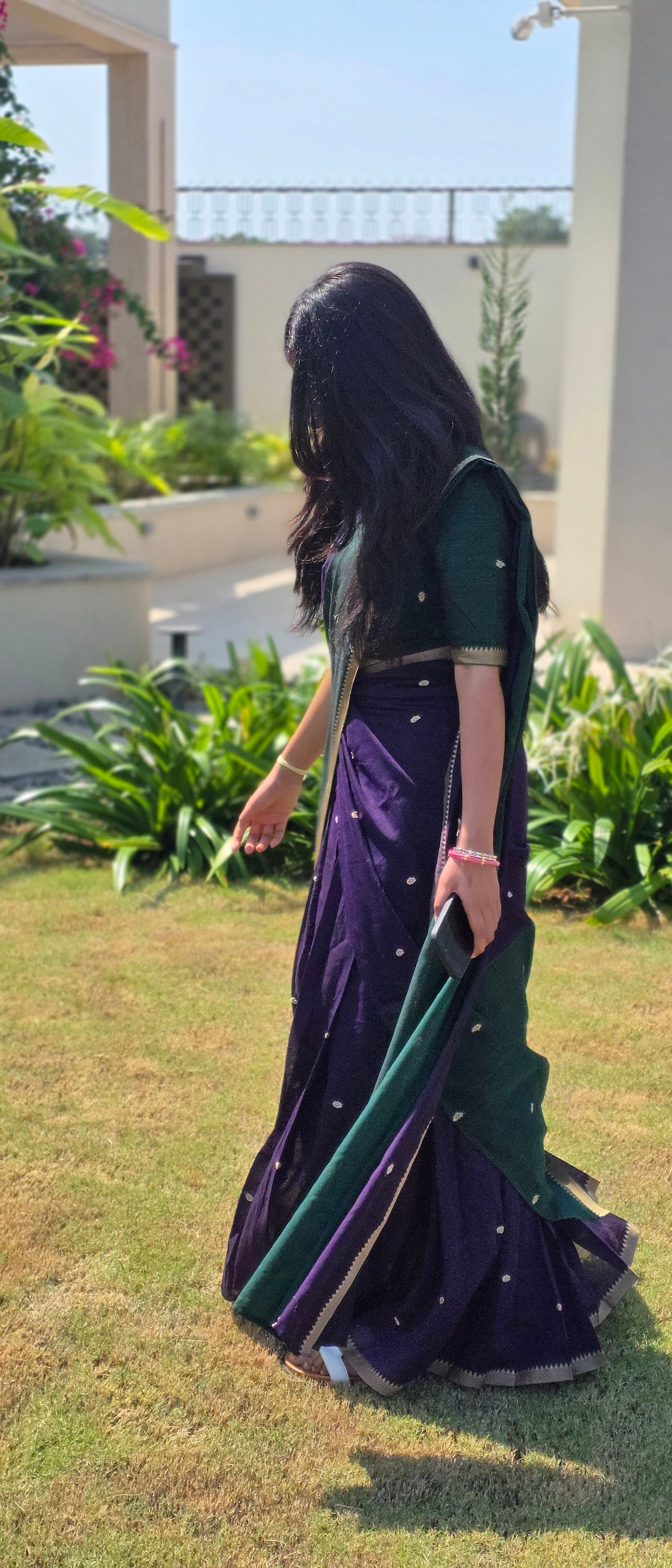 Studio Purple With Green Half Saree