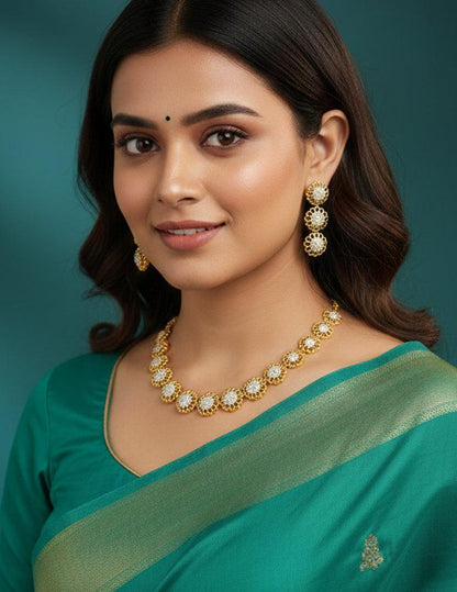 Premium Antique AD Stone  Necklace with Earrings