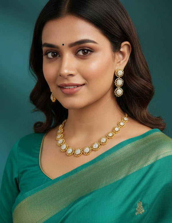 Premium Antique AD Stone  Necklace with Earrings