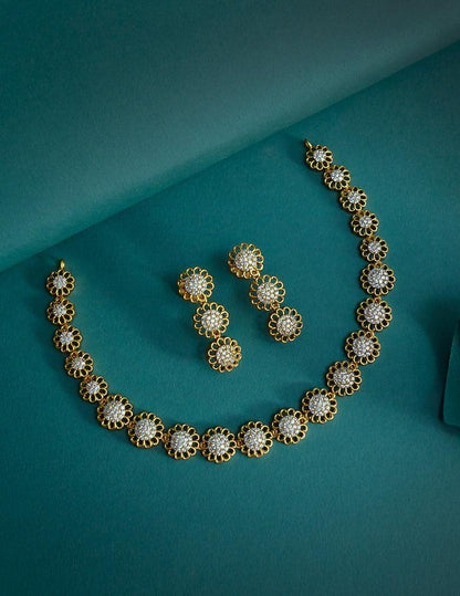 Premium Antique AD Stone  Necklace with Earrings