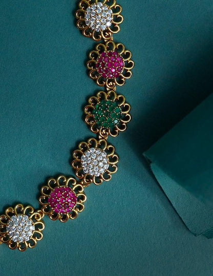 Premium Antique AD Stone  Necklace with Earrings