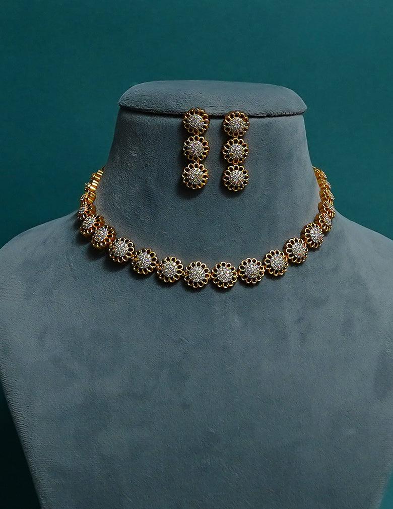 Premium Antique AD Stone  Necklace with Earrings