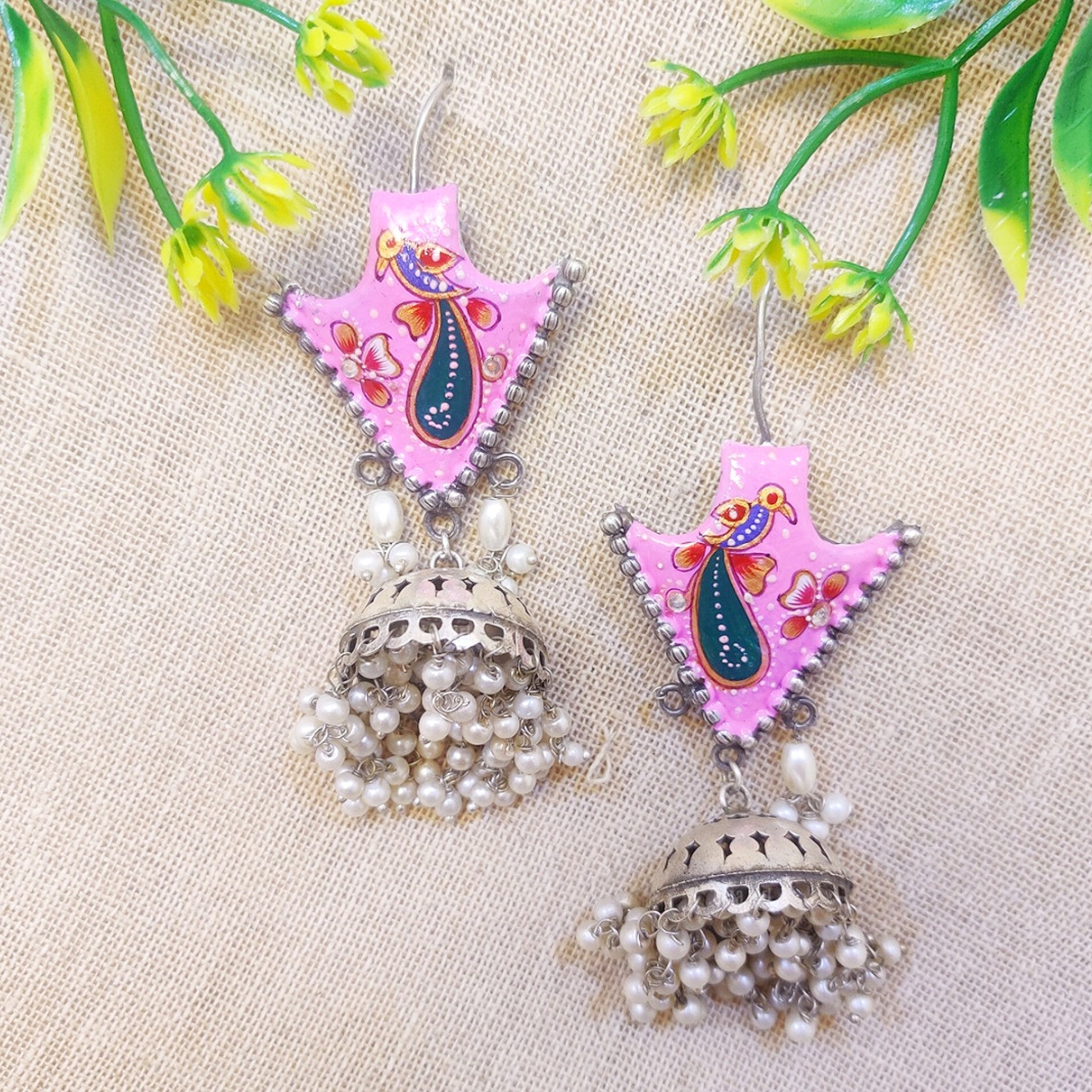 Painted dangle earring