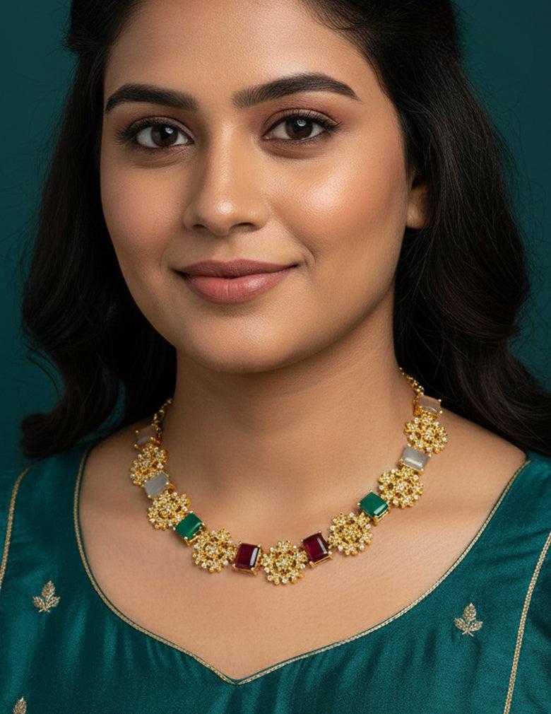 Gold Plated AD Stone  Necklace