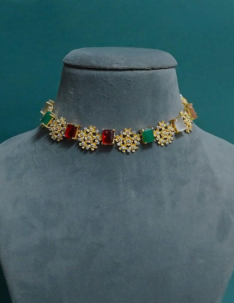 Gold Plated AD Stone  Necklace