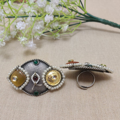 Dual Tone oxidized finger rings                    