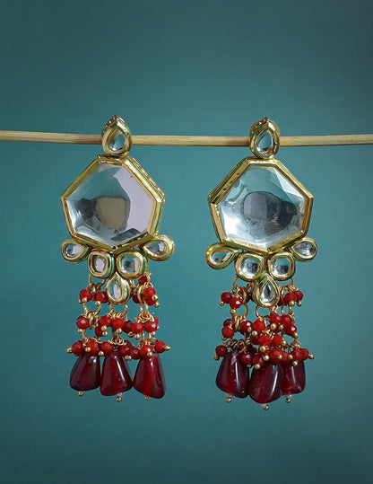 Bead Clustering Kundan Drop Earrings