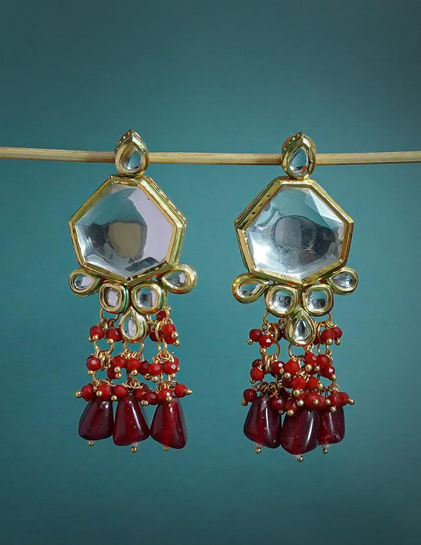Bead Clustering Kundan Drop Earrings