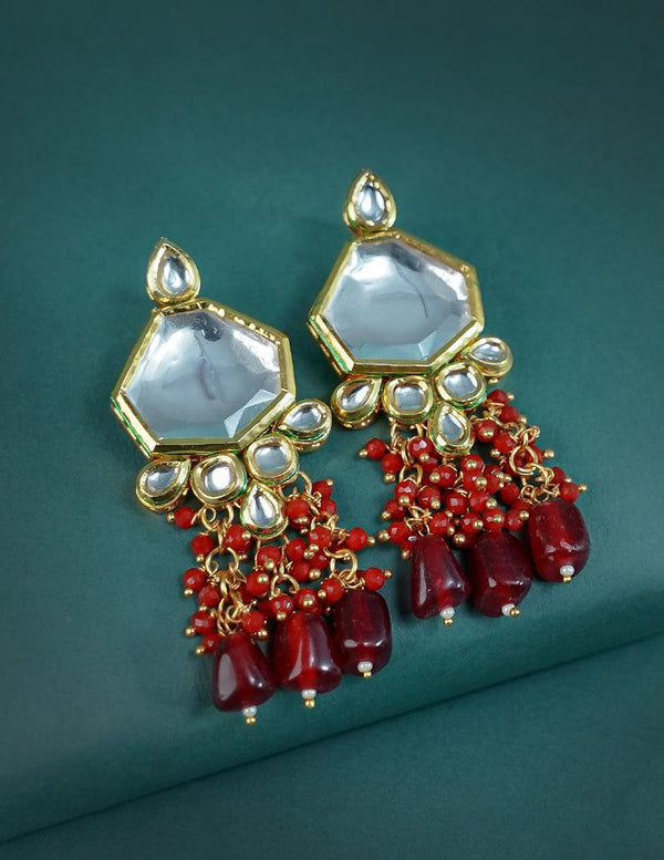 Bead Clustering Kundan Drop Earrings
