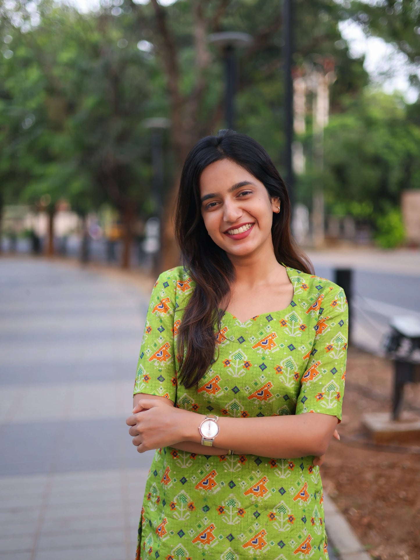 Studio Lime Tissue Floral Top