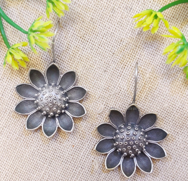 Fluenza Floral Silver Danglers Earrings