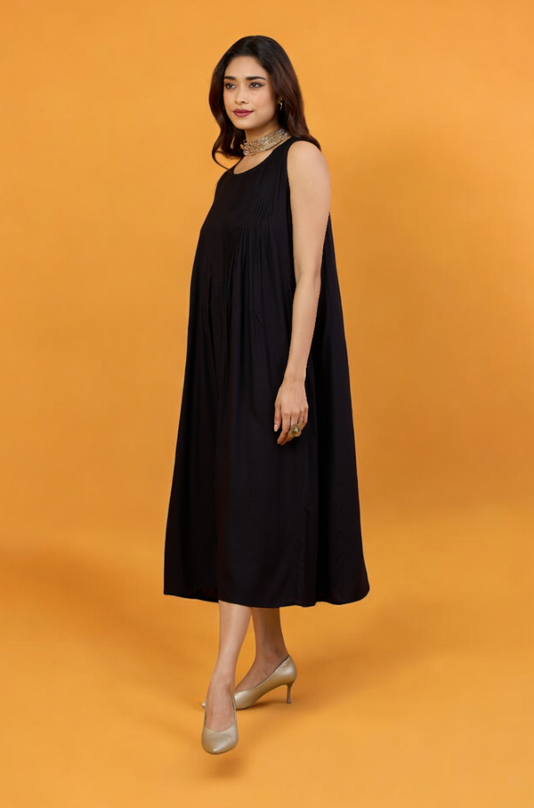 Timeless Onyx Pintuck Sleeveless Dress Mc