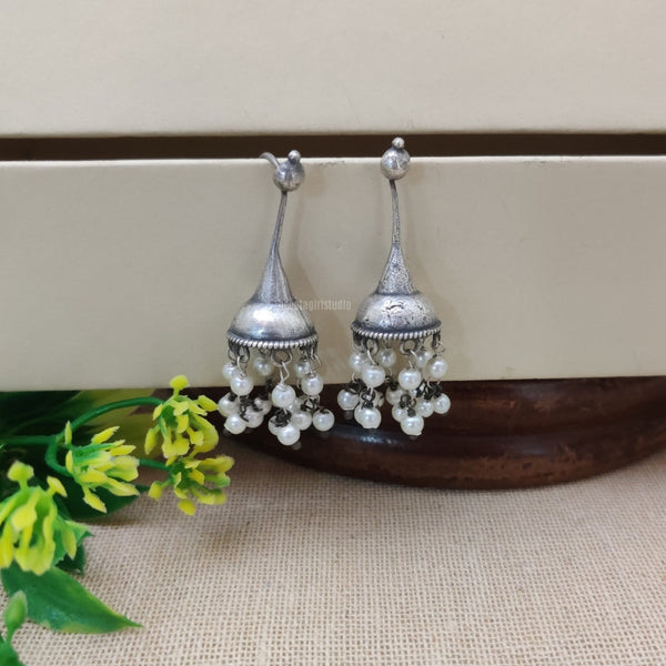 pearl drops oxidised silver look alike dangler