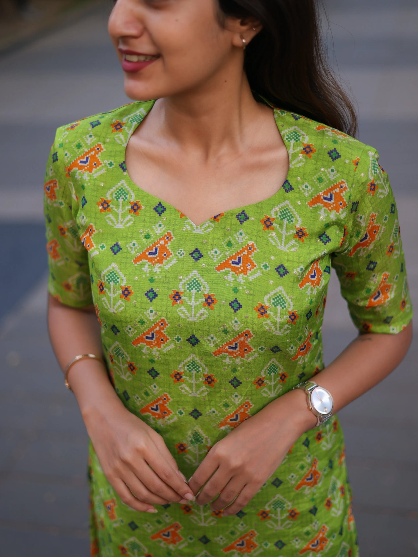 Studio Lime Tissue Floral Top