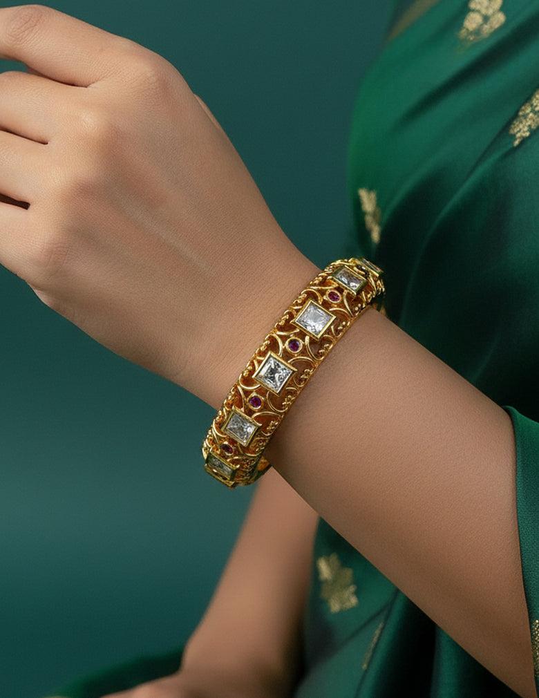 18k Gold Plated AntiTarnish AD stone Bangle