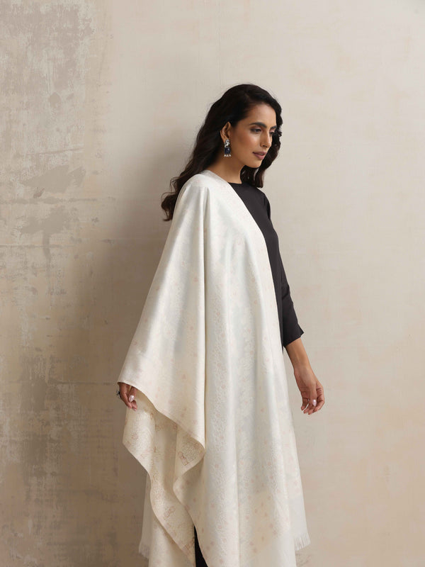 trueBrowns Ivory Gold Woven Stole