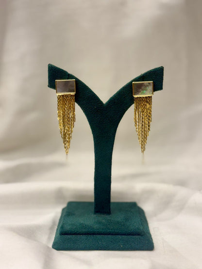 Gold Tassel Earrings with Iridescent Stud LP- 48Hr Delivery
