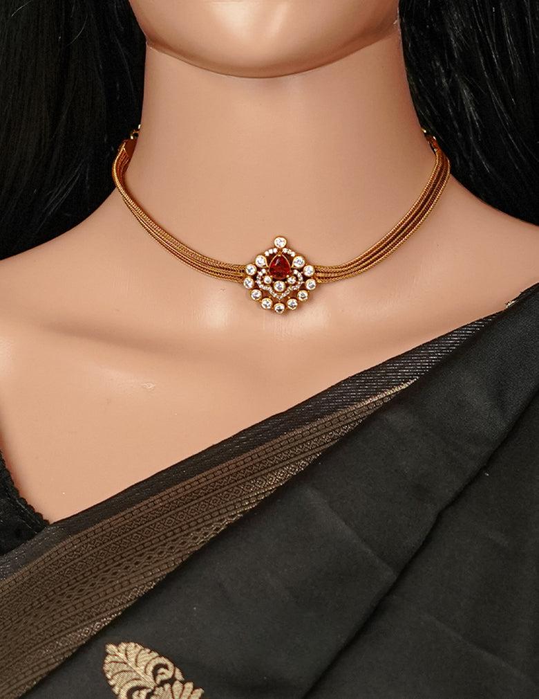 Premium Antique AD Pendant Necklace Earrings Set LP- 48Hr Delivery