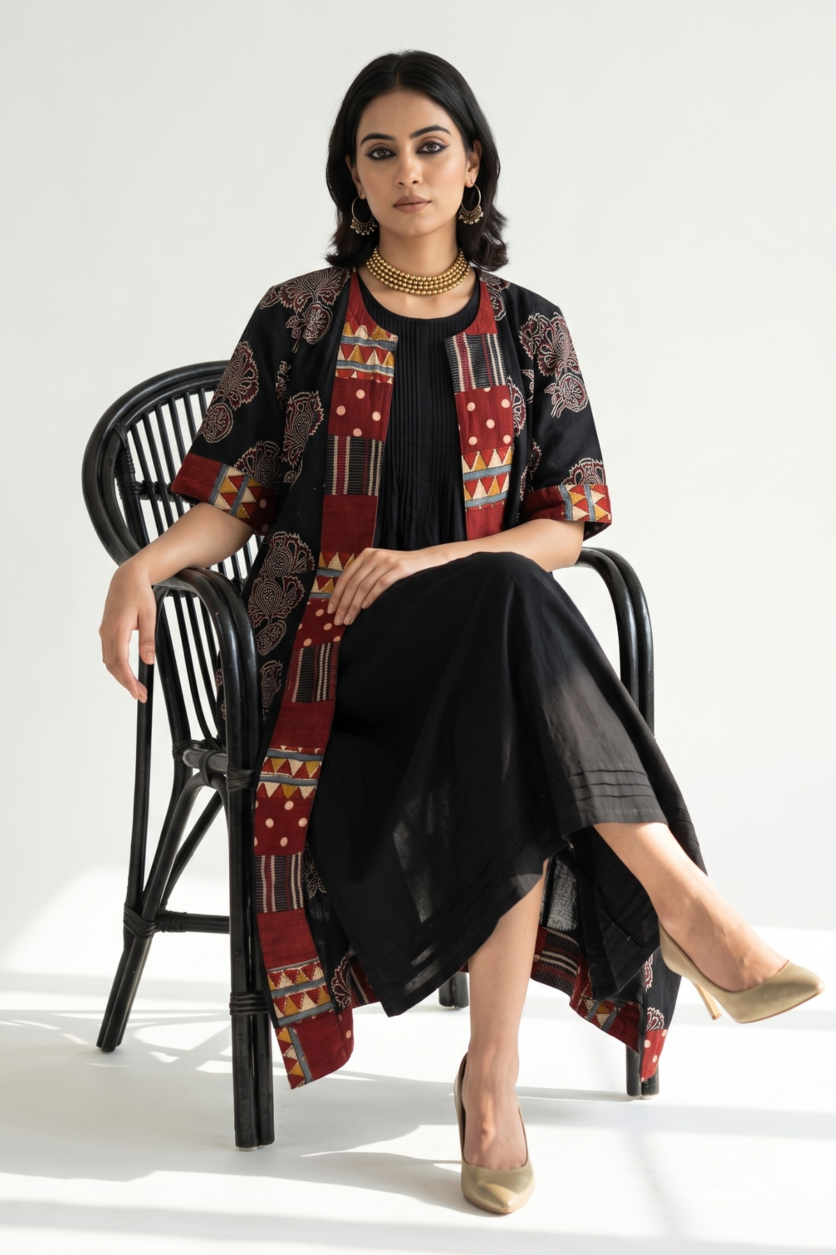 Midnight Floral Dream Long Jacket With Pockets Mc