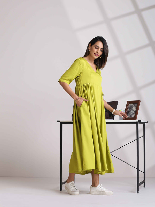 trueBrowns Modal Lime Green Dress