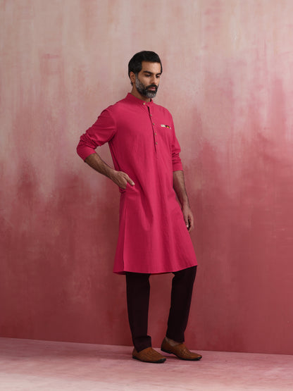 trueBrowns Men's Pink Mandarin Collar Kurta