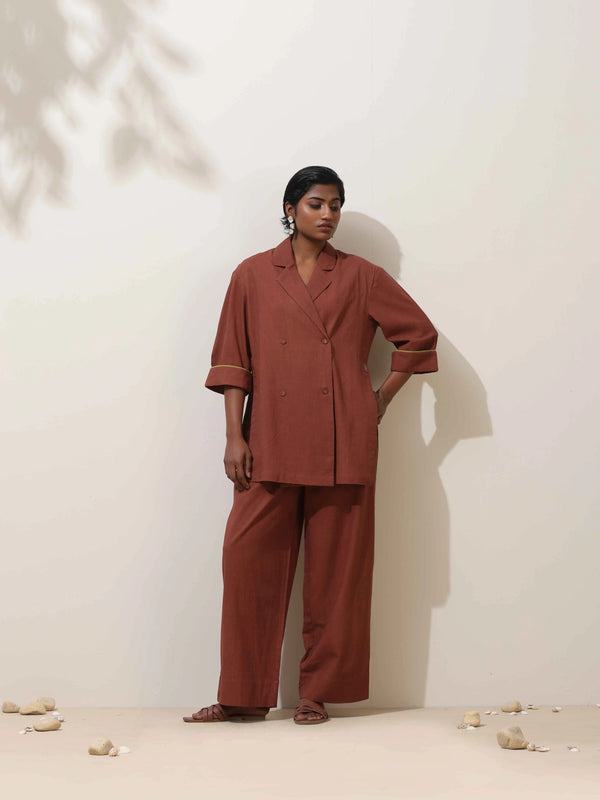 trueBrowns Brown Cotton Co-Ord Set