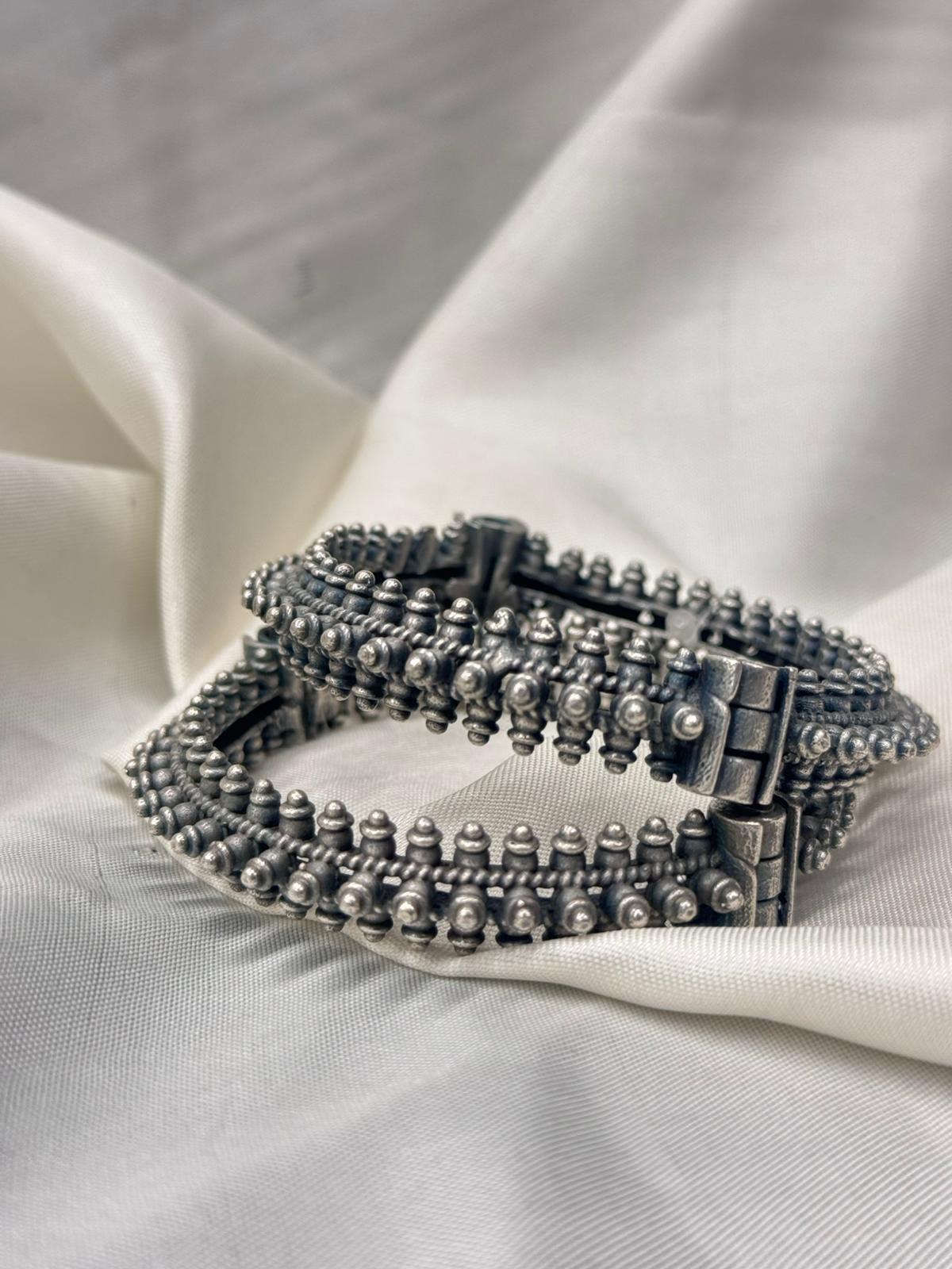 Tribal Heritage Oxidised Metal Bangle with Secure Screw Closure - 1PC LP- 48Hr Delivery