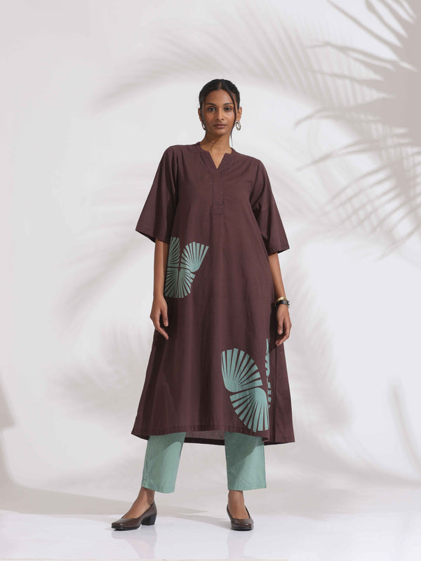 trueBrowns Cola Cotton Print Flared Kurta Set