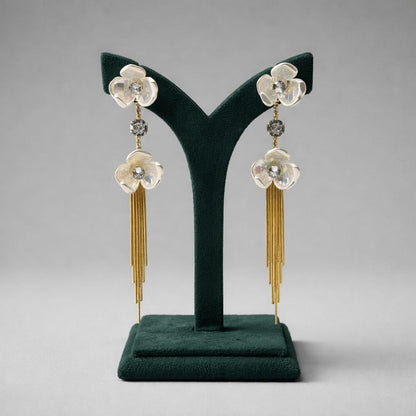Pearlescent Bloom Linear Tassel Earrings LP- 48Hr Delivery