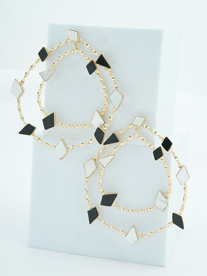 Onyx and MOP Statement Earrings