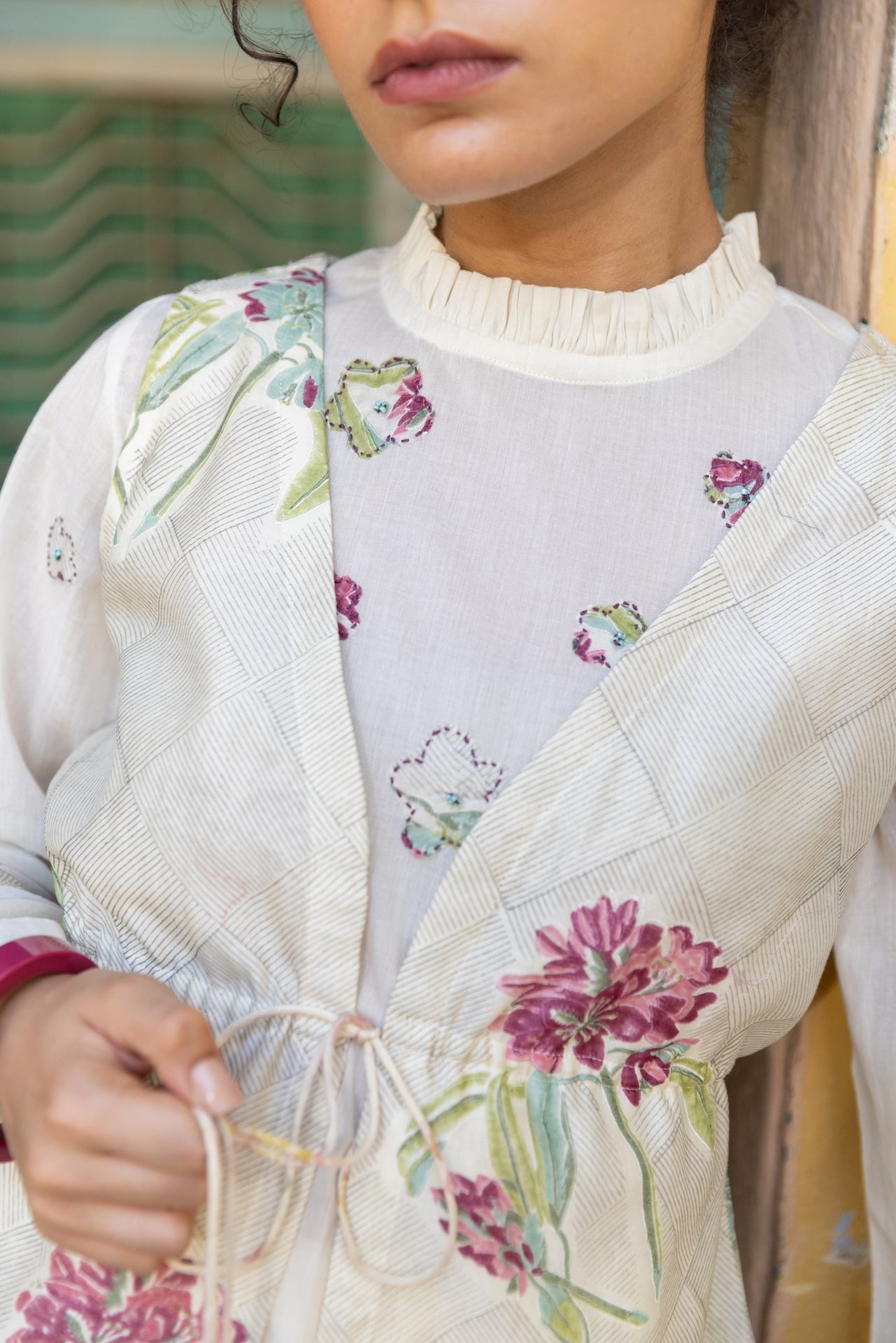 Anu Elma Chanderi Top