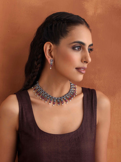 trueBrowns Silver Tone Banjara Necklace Set