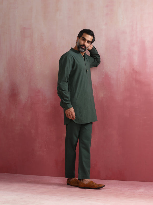 trueBrowns Men's Green Cotton Co-ord set