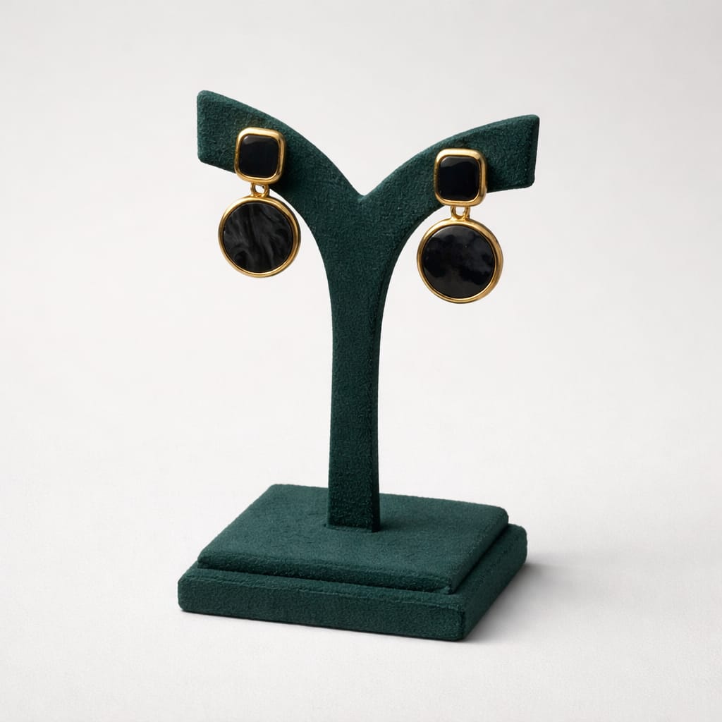Midnight Marble Geometric Drop Earrings LP- 48Hr Delivery