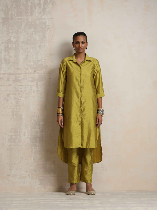 trueBrowns Green Shirt Kurta Set